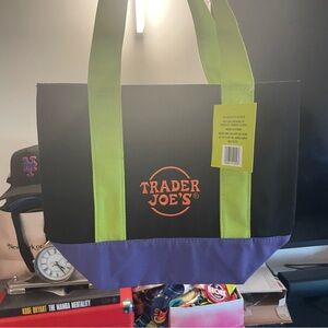 Trader Joe's Black and Purple Tote Bag
